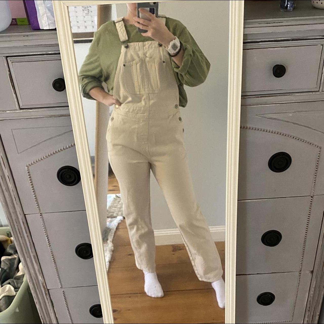 Old Navy Women's Cream Dungareesoveralls Depop