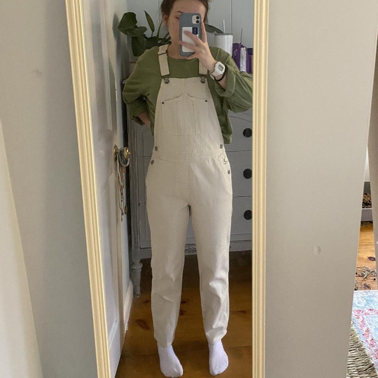 Old Navy Women's Cream Dungareesoveralls Depop