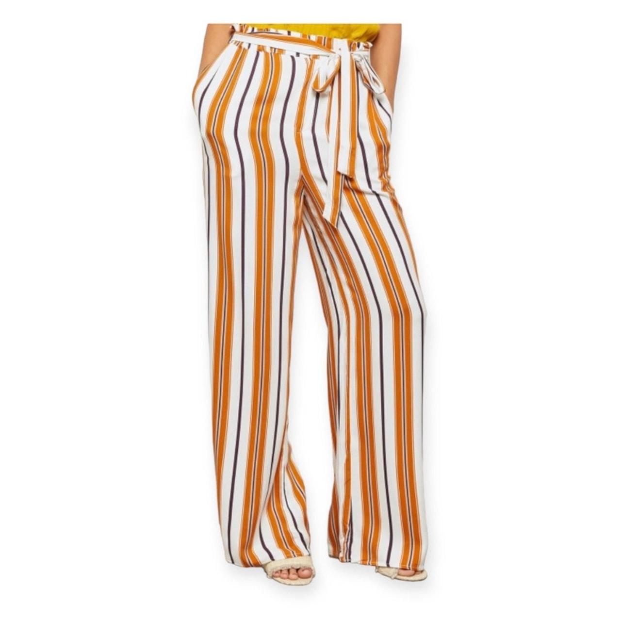 Forever 21 Orange Stripes Wide Leg Flowy Pants Boho. Depop