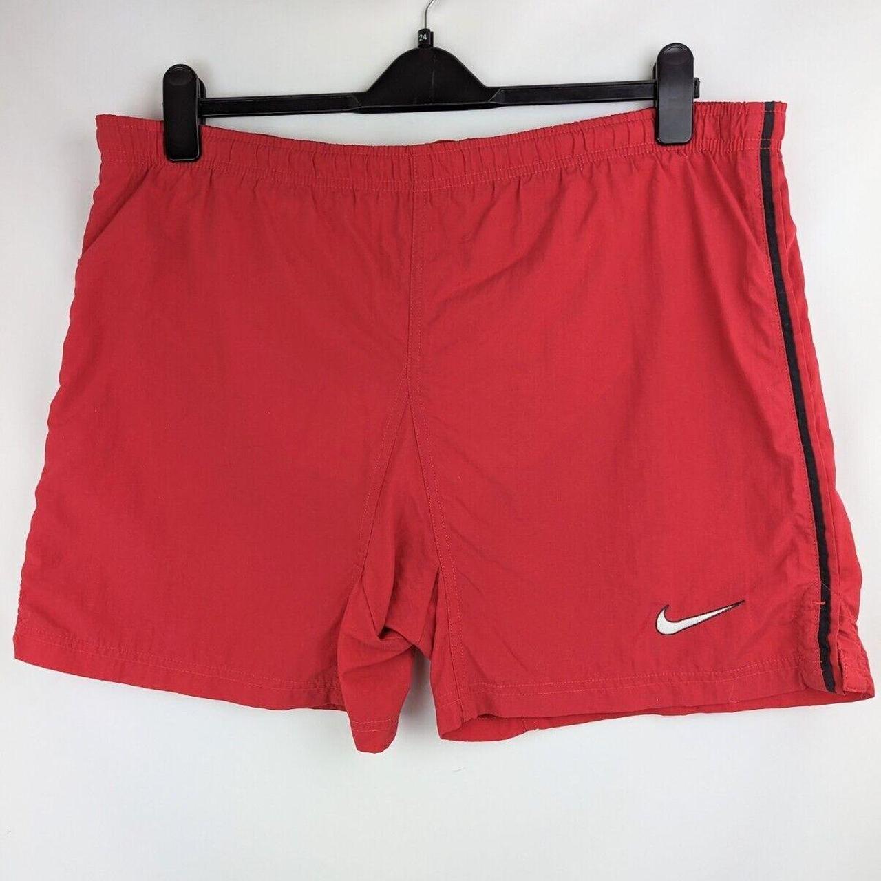 Nike Vintage bright red Swimming Shorts Silver Label... - Depop