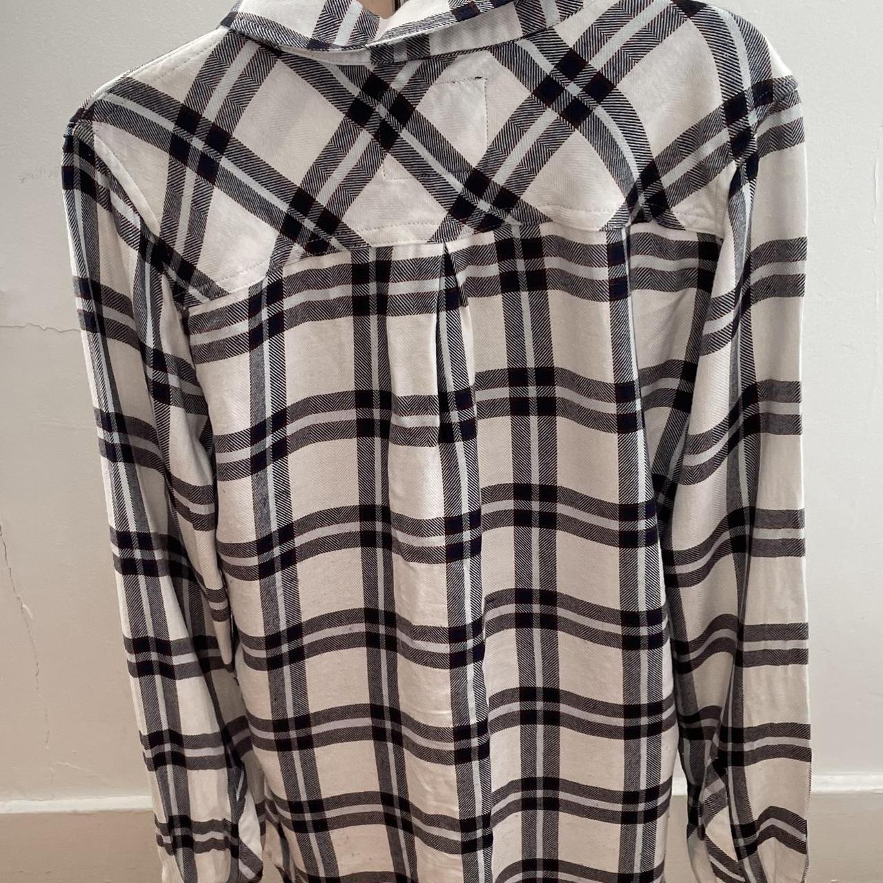 Rails plaid white black 100% rayon shirt, size... - Depop