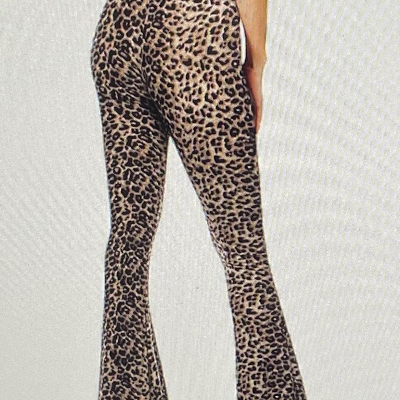 Satina animal cheetah print flare leg high rise pull - Depop