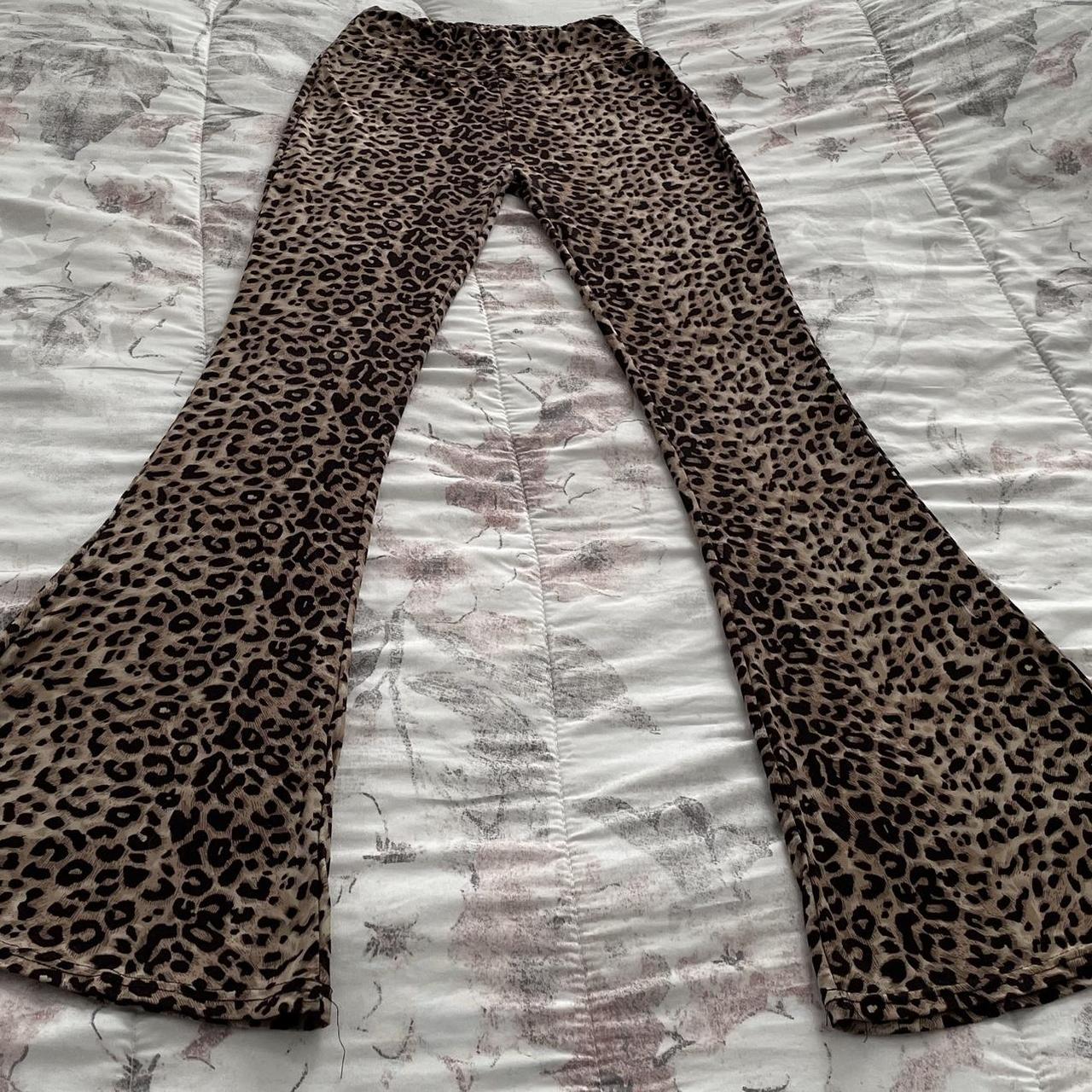 Satina animal cheetah print flare leg high rise pull - Depop