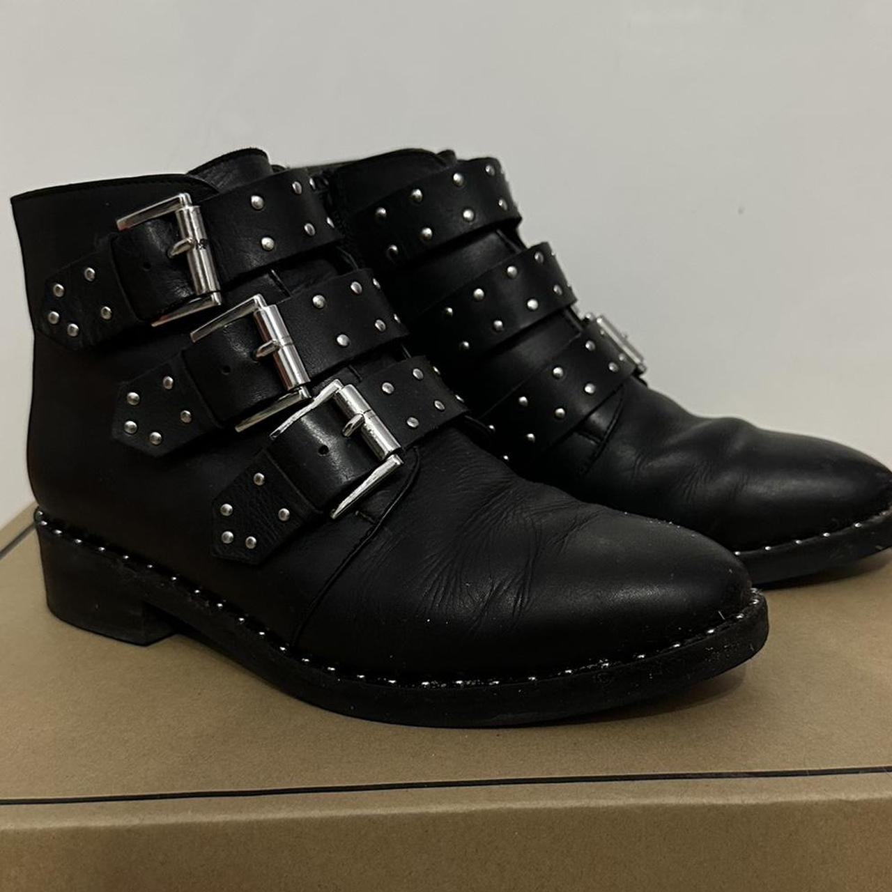 Asos asher leather studded ankle cheap boots