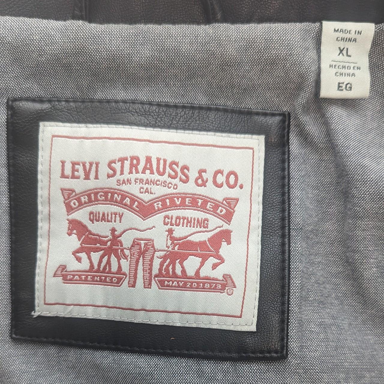 Levi Strauss Leather Trucker Jacket Size :... - Depop