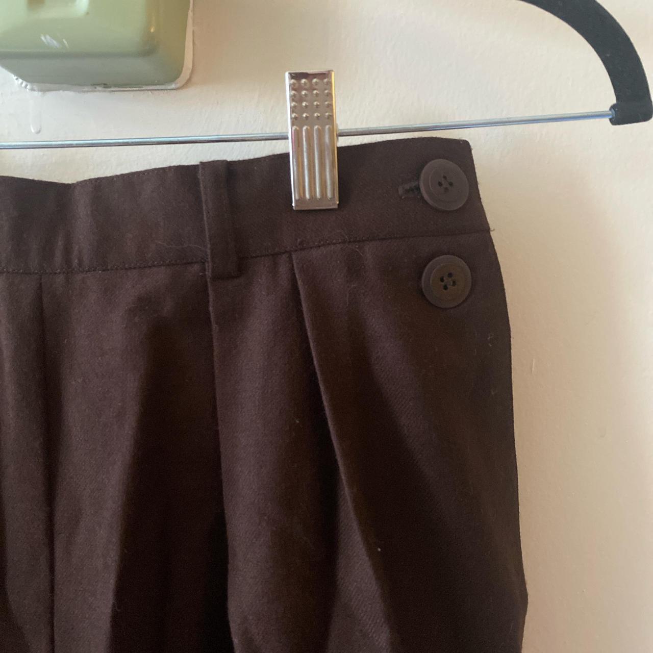 Vintage brown Rena Rowan 100% wool trousers with... - Depop