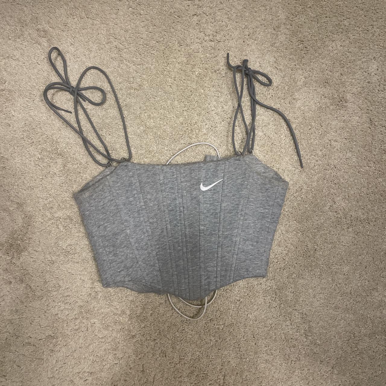 Upcycled Nike sweatpants cropped corset by - Depop