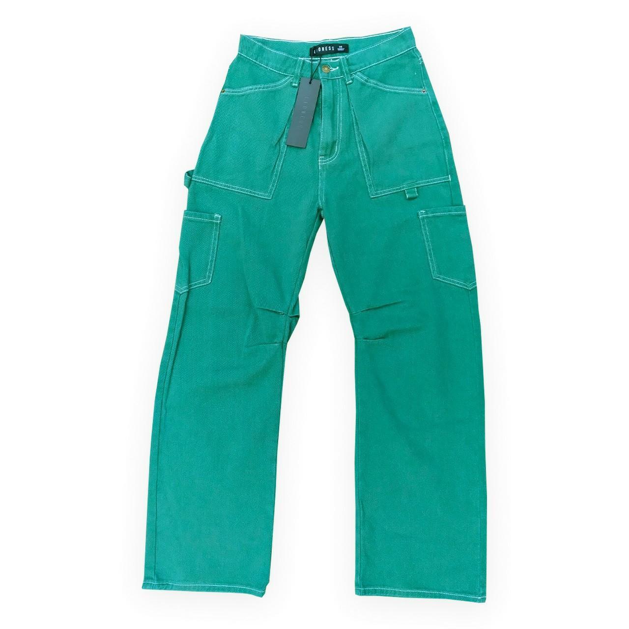 Lioness Women's Green Jeans Depop
