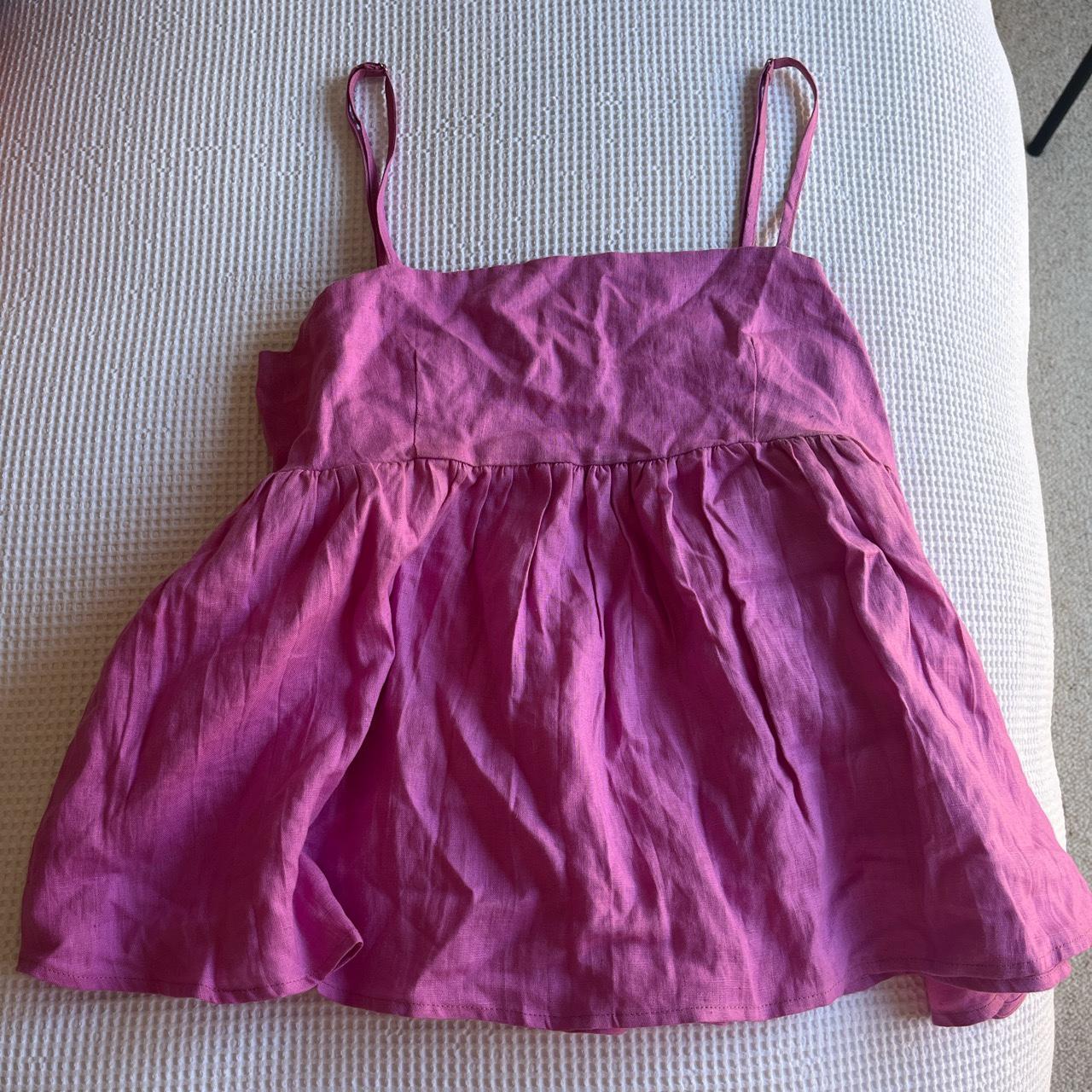 Luxe linen top and short set Pink / purple in... - Depop