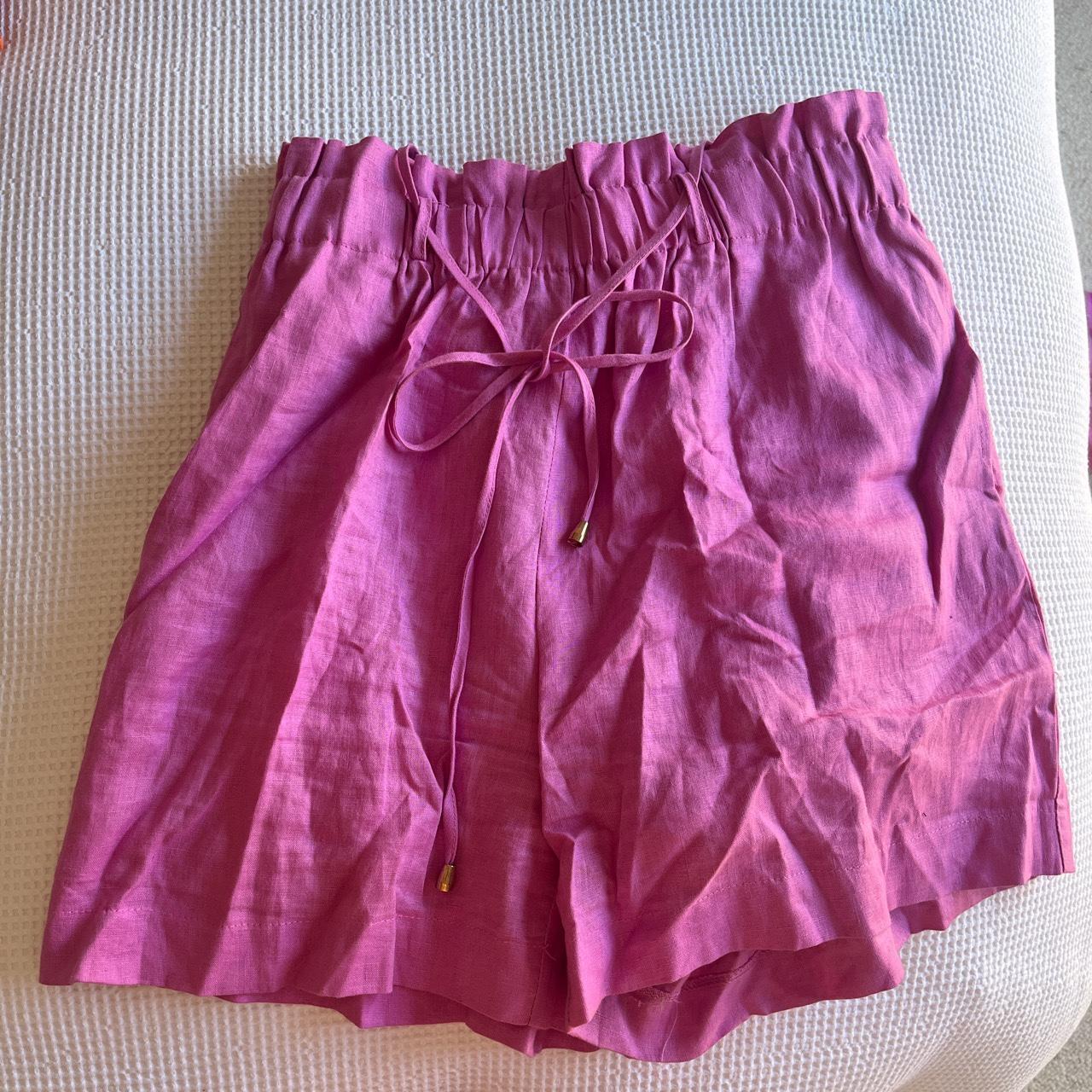 Luxe linen top and short set Pink / purple in... - Depop
