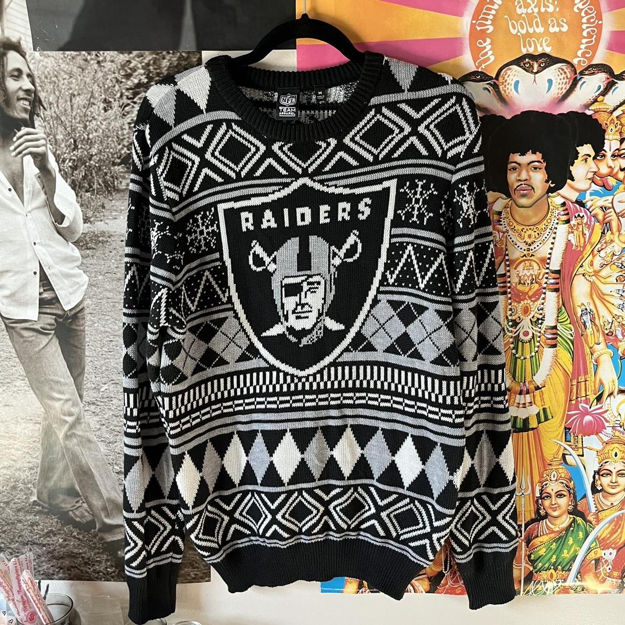 NFL, Sweaters, Nfl Las Vegas Oakland Raiders Christmas Sweater Grey Black  Men Size Medium