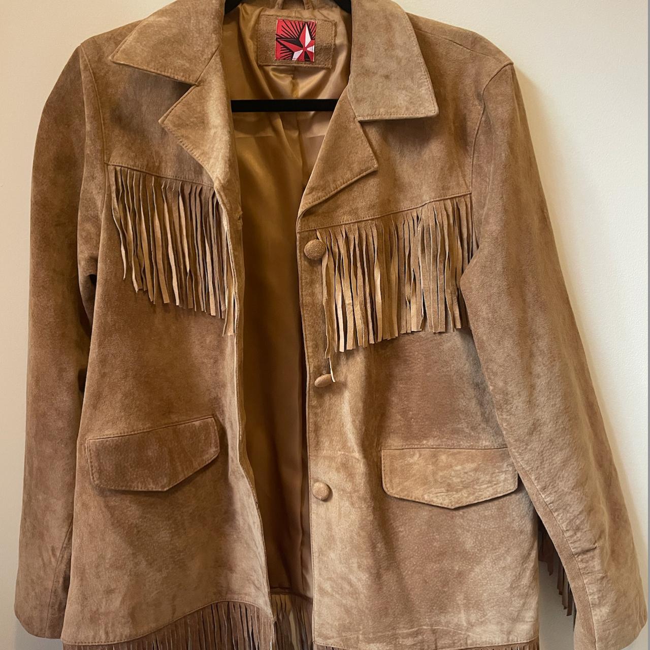 Mens vintage suede deals fringe jacket