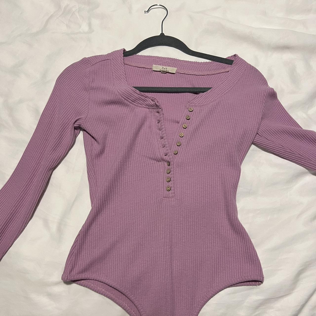 Chelsea & Violet Women's Pink and Purple Bodysuit | Depop