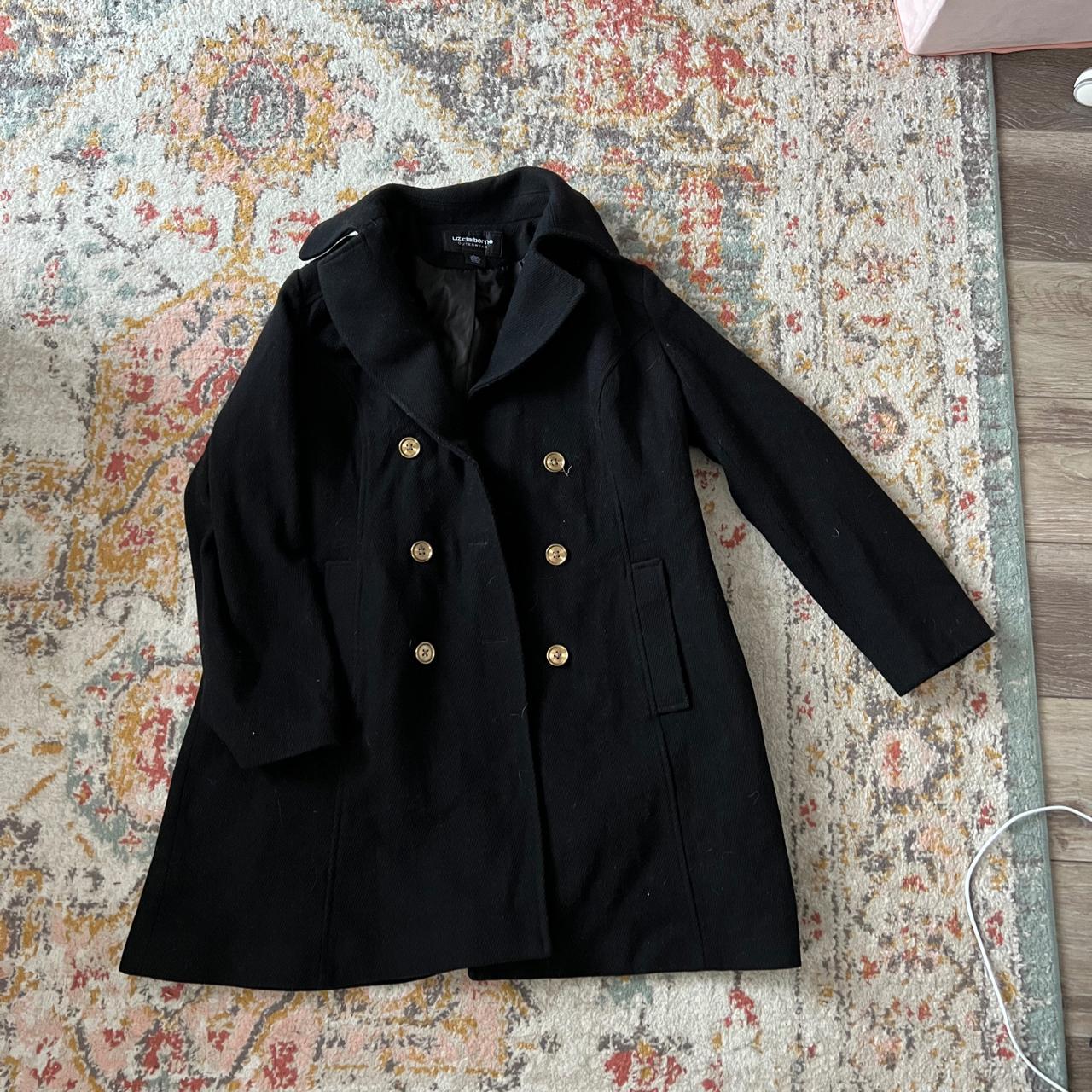 【中古】 根本のもと/アスコム/根本きこ Vintage Liz Claiborne Wool Coat, 52% wool, Black In | Depop