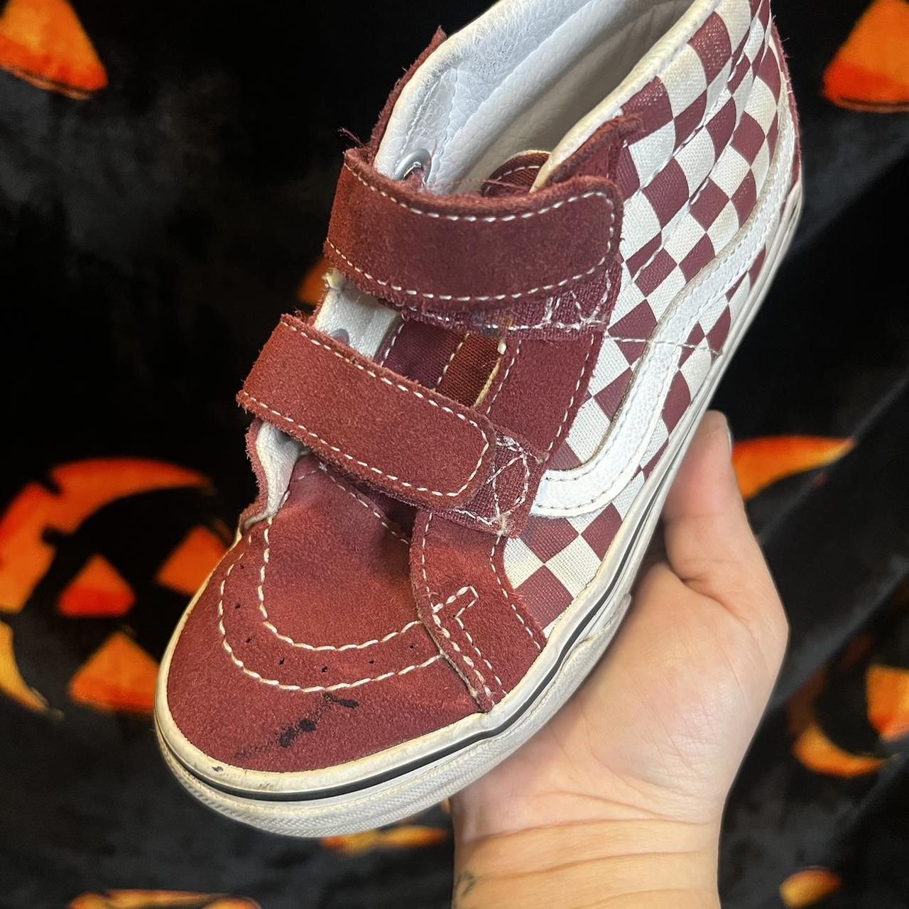 Burgundy store velcro vans