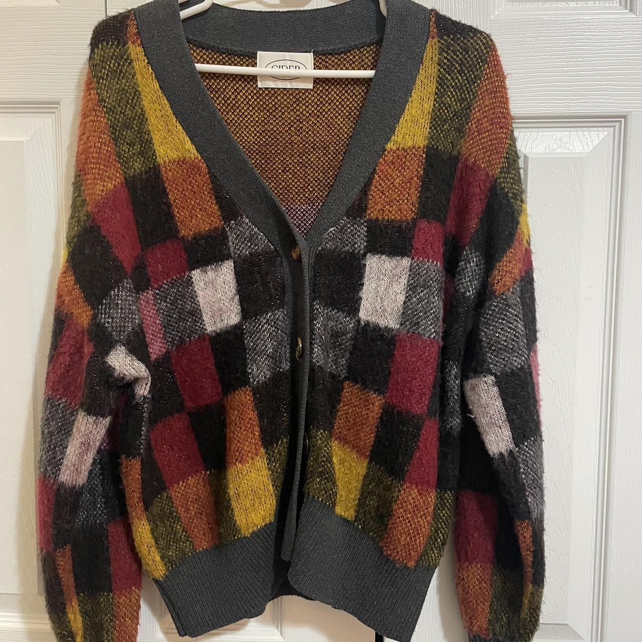 Cute super soft oversized Cider checkered cardigan Depop
