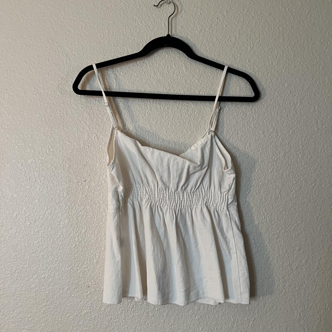 brandy melville cream peplum tank kind of a linen... - Depop