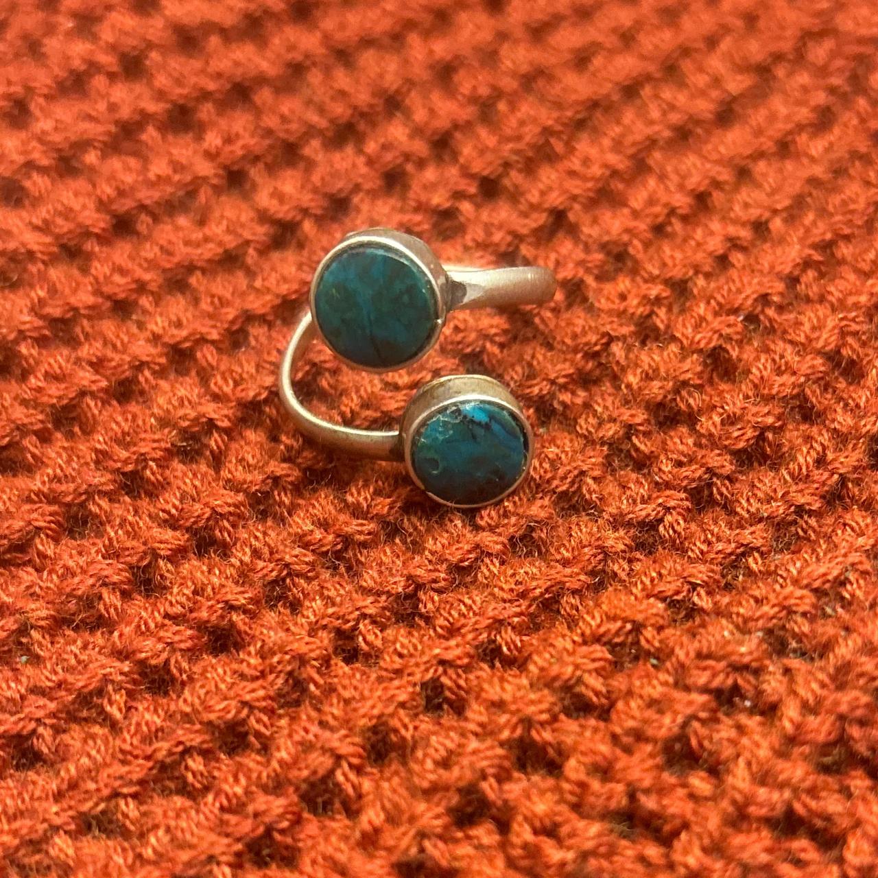 Women's Ring - Silver/Blue – Adjustable ring with… - image 3