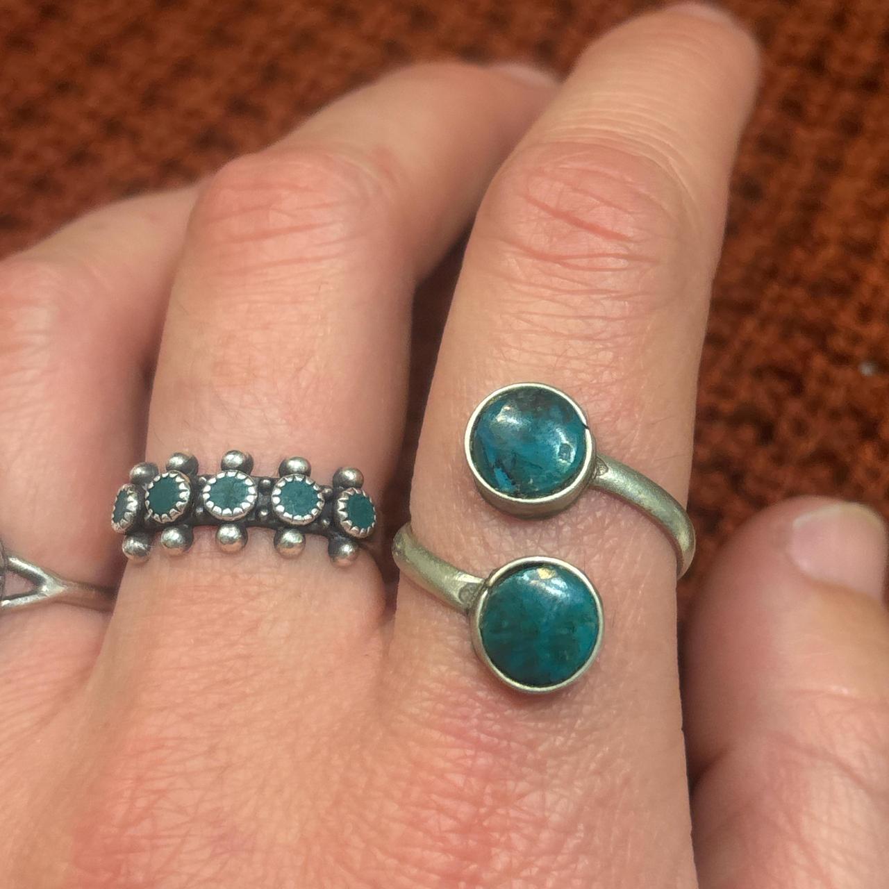 Women's Ring - Silver/Blue – Adjustable ring with… - image 1