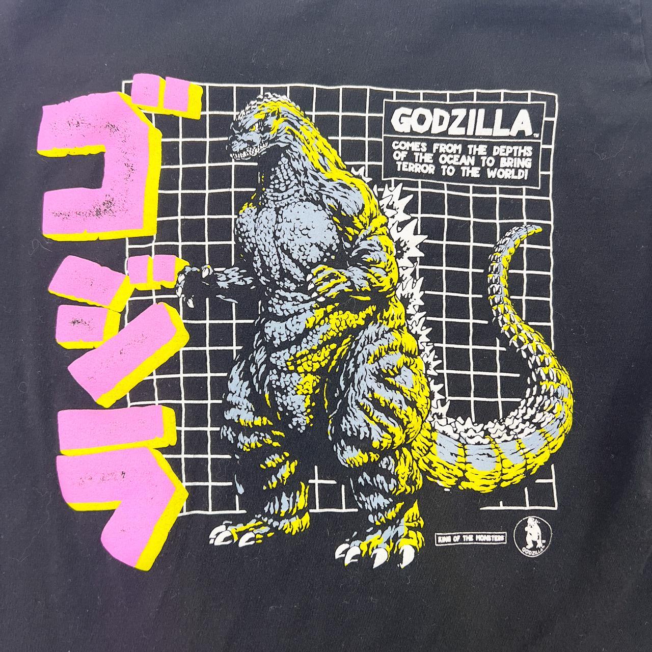 Godzilla Synthwave Tee A black t-shirt with a... - Depop