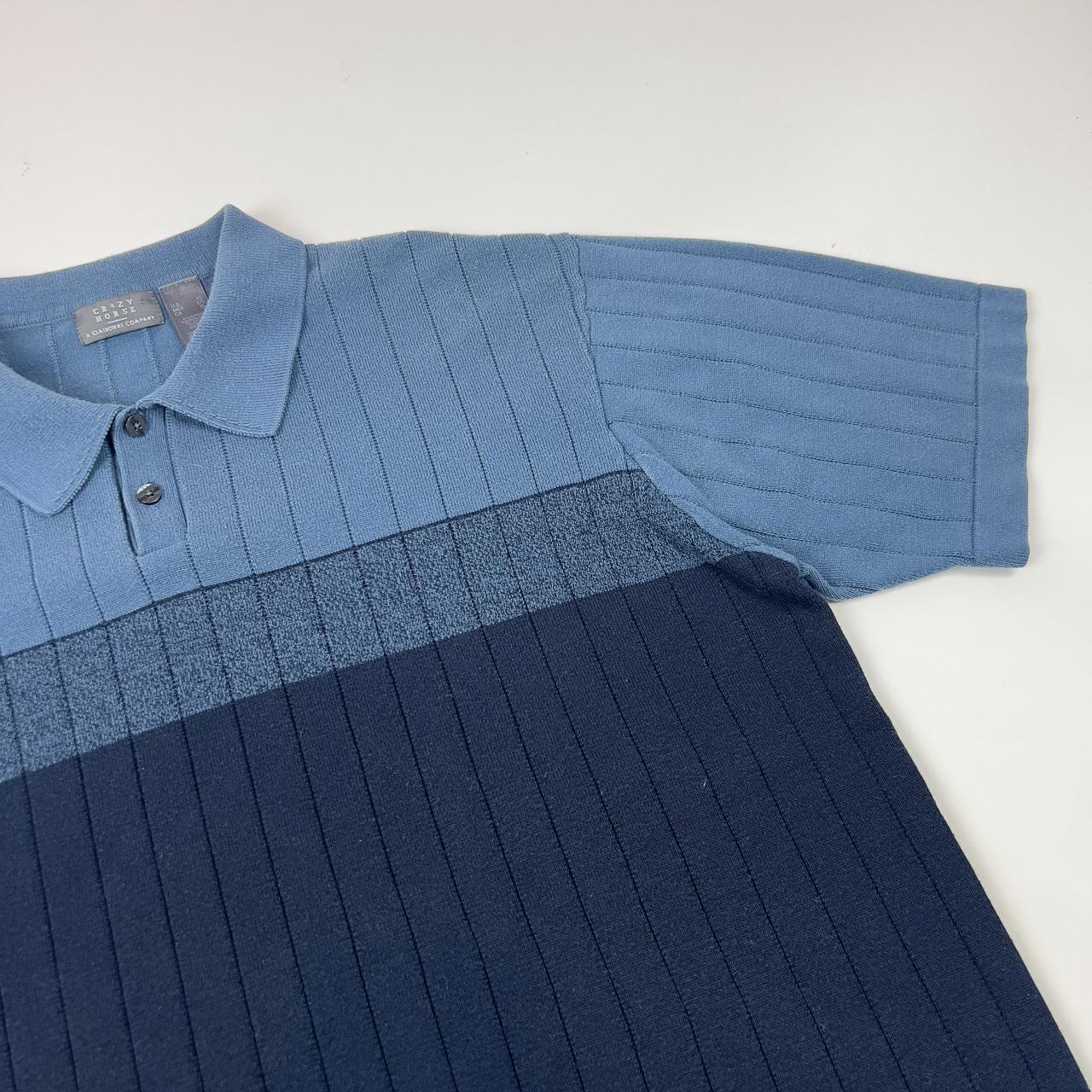 STUSSY ニットポロ ネイビー M ストライプ STUSSY ニットポロ ネイビー