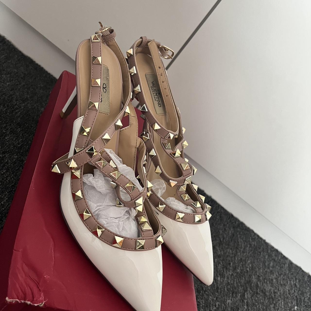 White Valentino heels Worn once Size 6 but would... - Depop