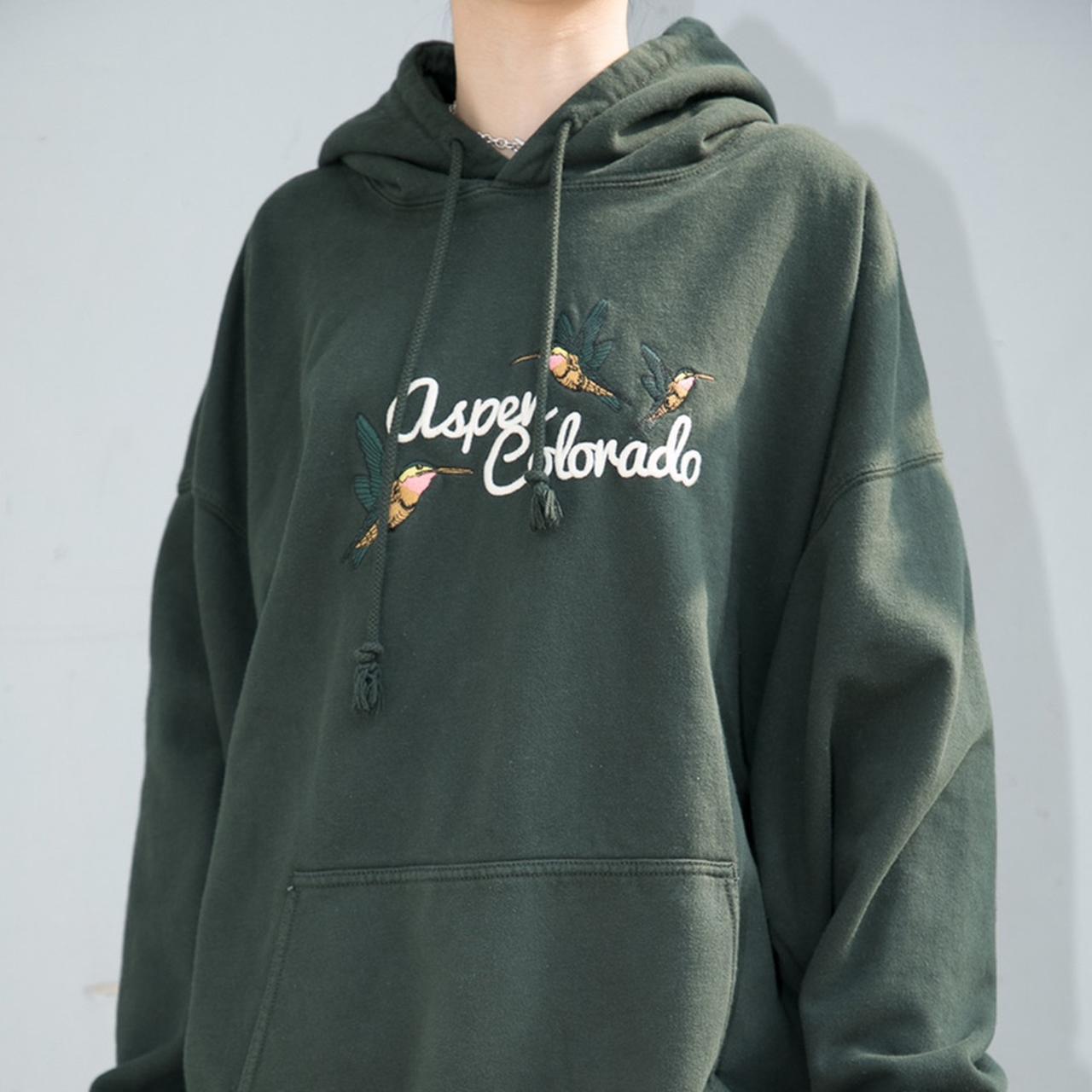 Brandy Melville Women's Green Sweatshirt Depop