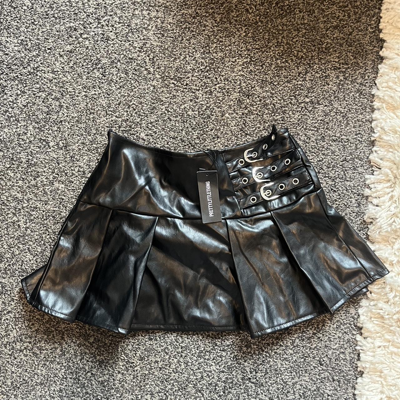 Pretty little thing leather mini skirt Size 4 but. Depop