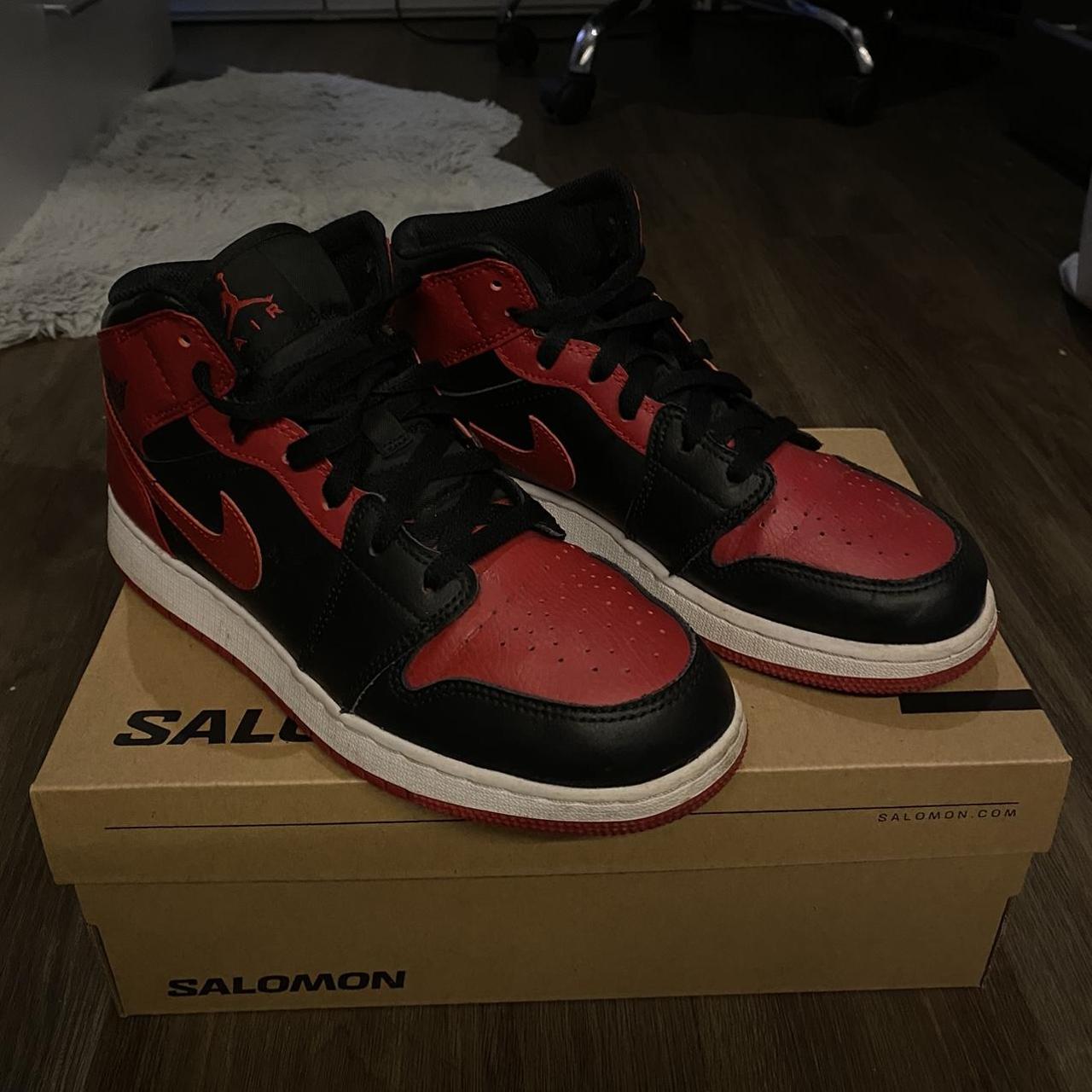 Jordan Red and Black Trainers | Depop