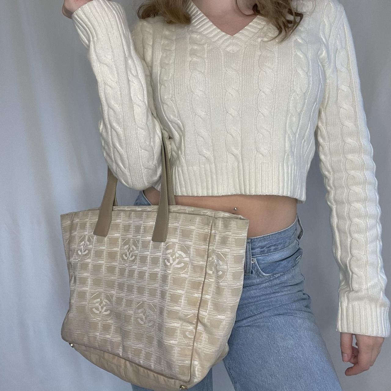 Chanel Travel Line Monogram Tote Bag this beige... - Depop