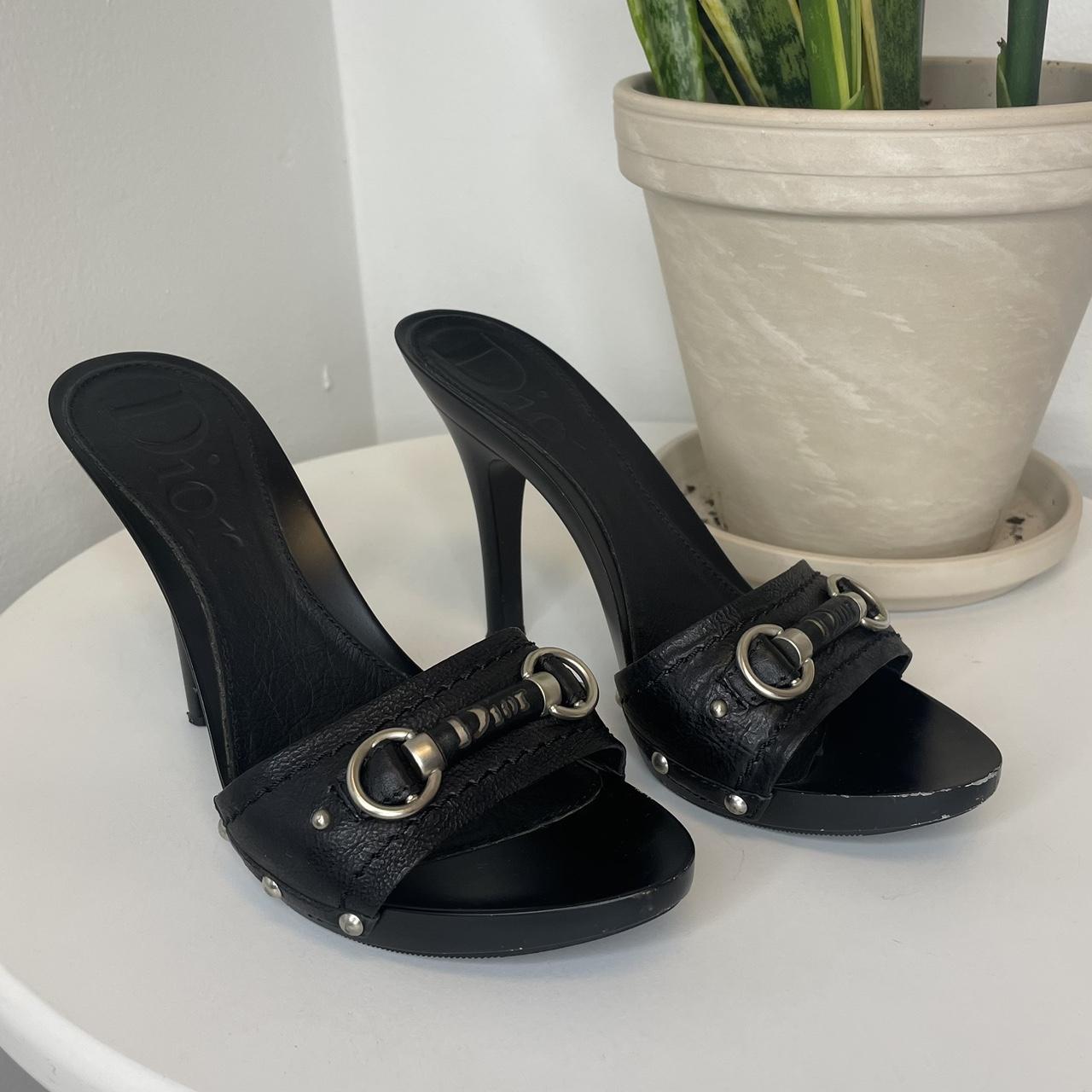 Dior Black Leather Heels The cutest mule pumps... - Depop