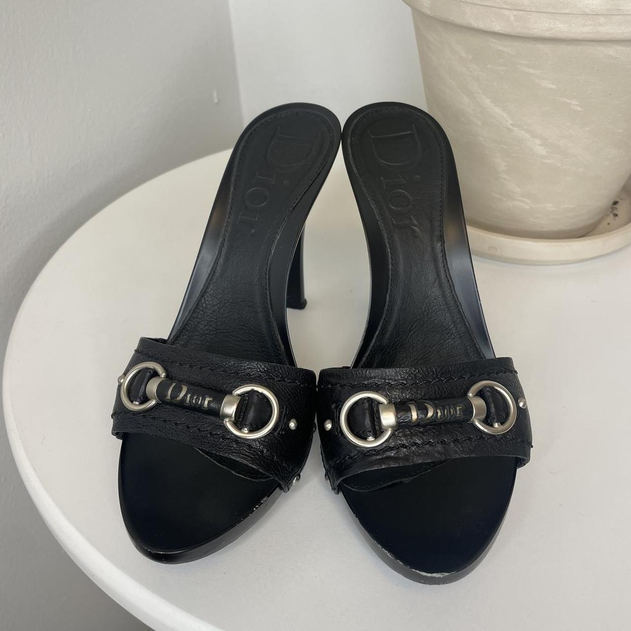 Dior Black Leather Heels The cutest mule pumps... - Depop