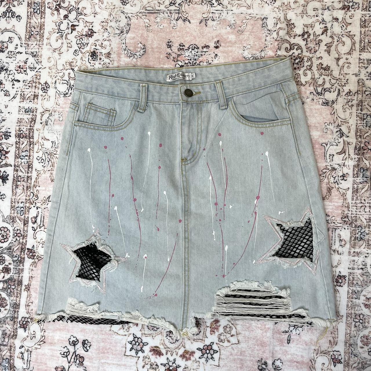 Distressed denim 2025 skirt queen