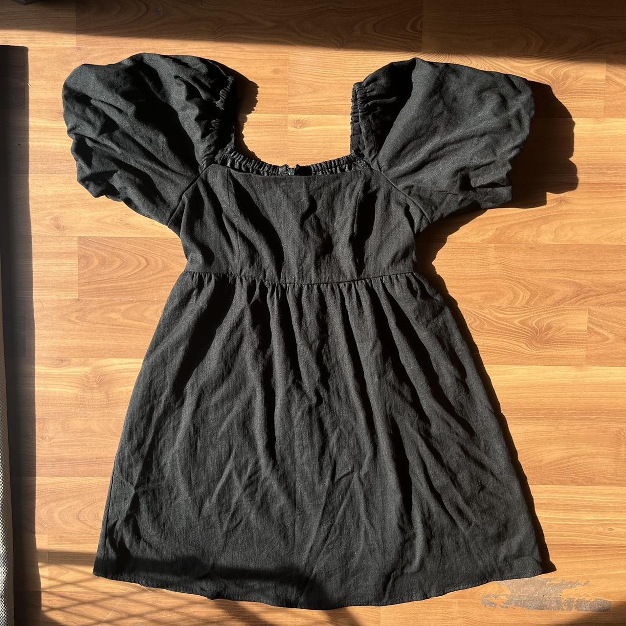 black puff sleeve mini dress. zipper down the back.... - Depop