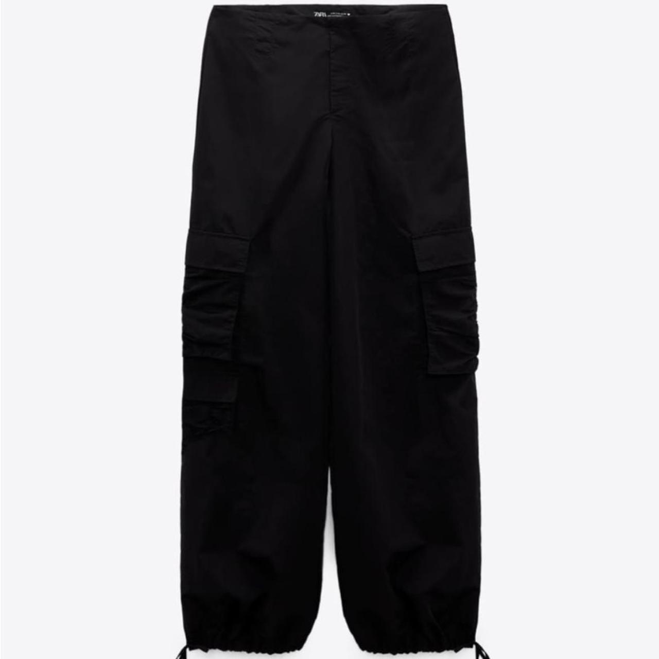 Zara Parachute Pants in Black Size XS - Depop