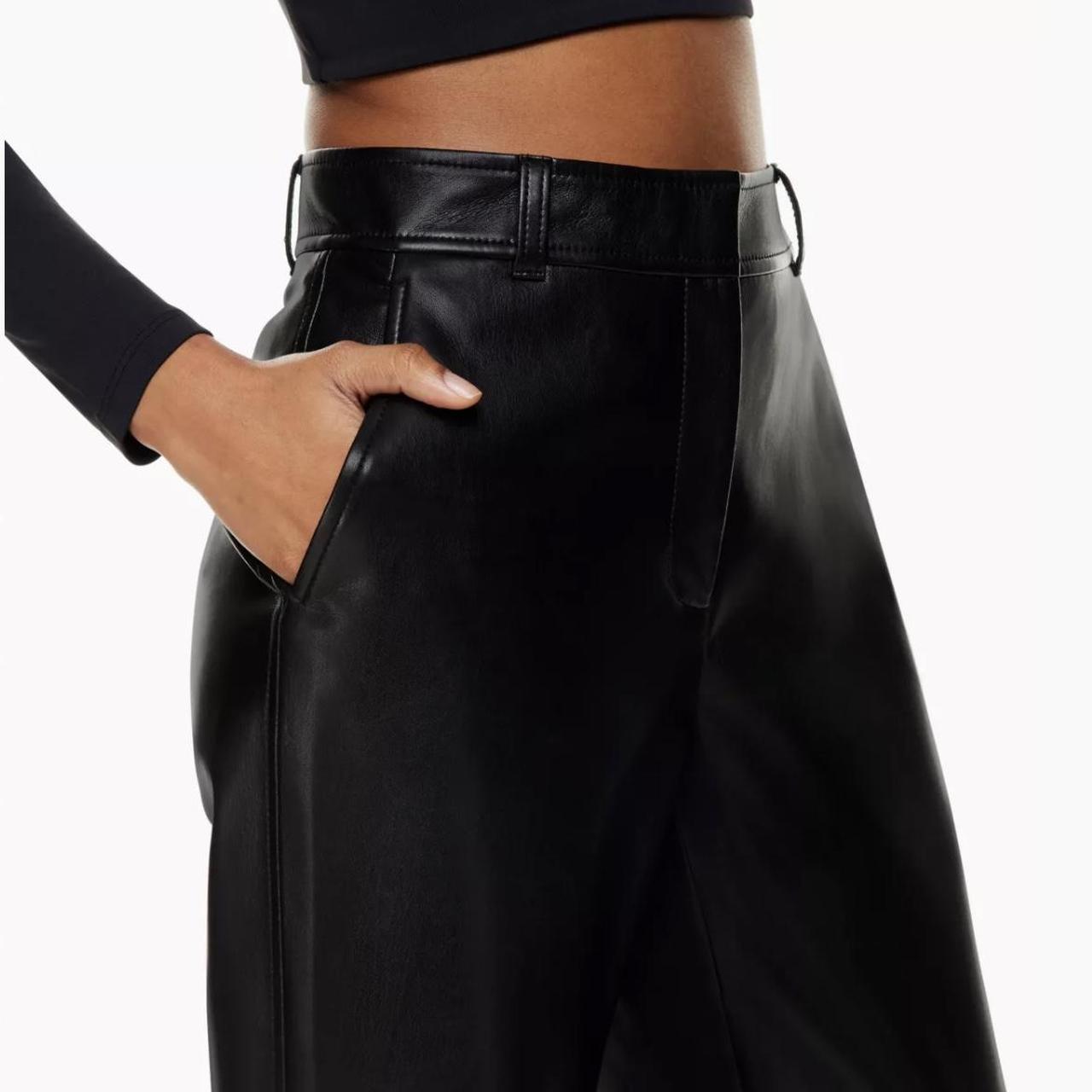 Aritzia Babaton Command Pants Black Vegan Leather Size 8 High Rise