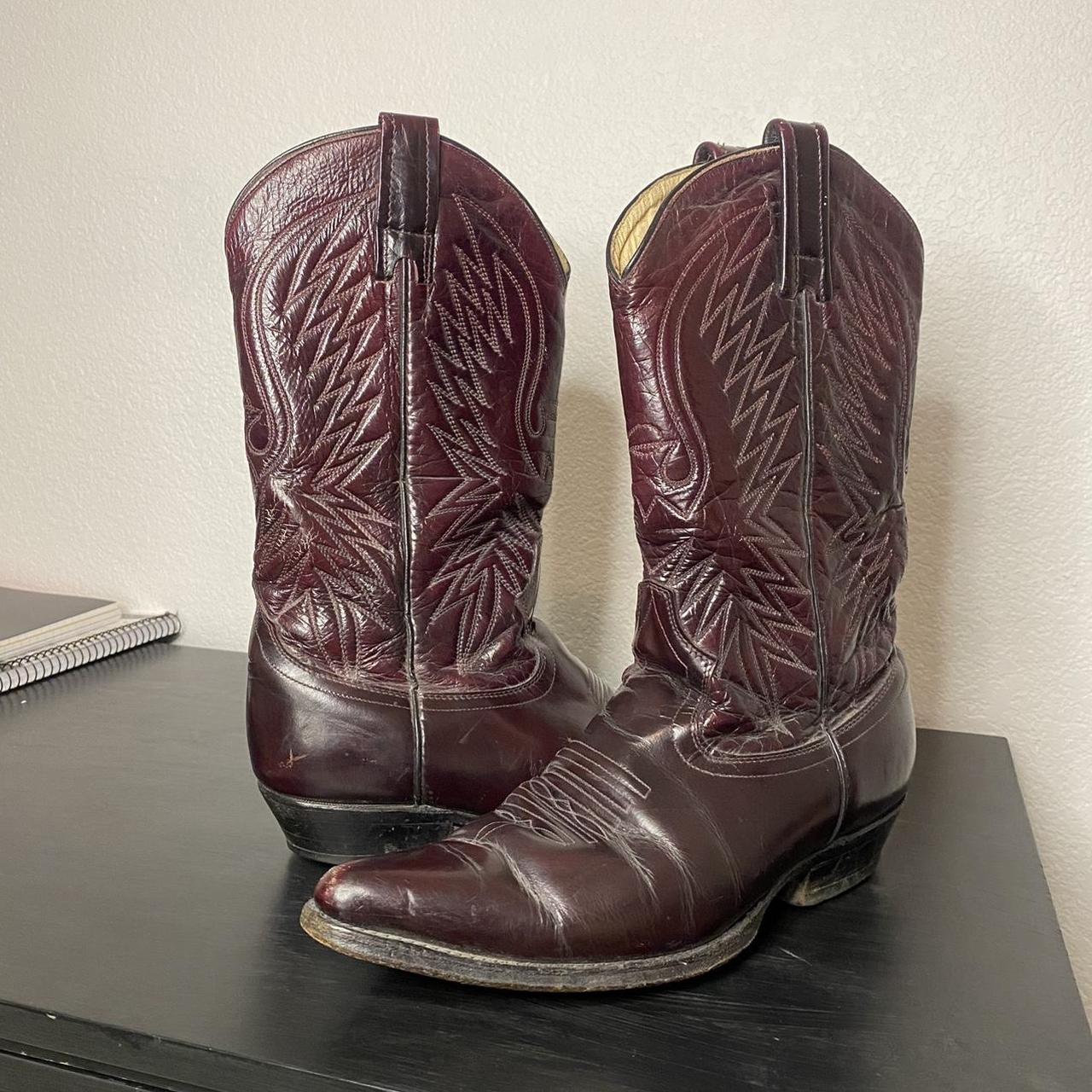 Mens Vintage cherry red cowboy boots Size is... - Depop