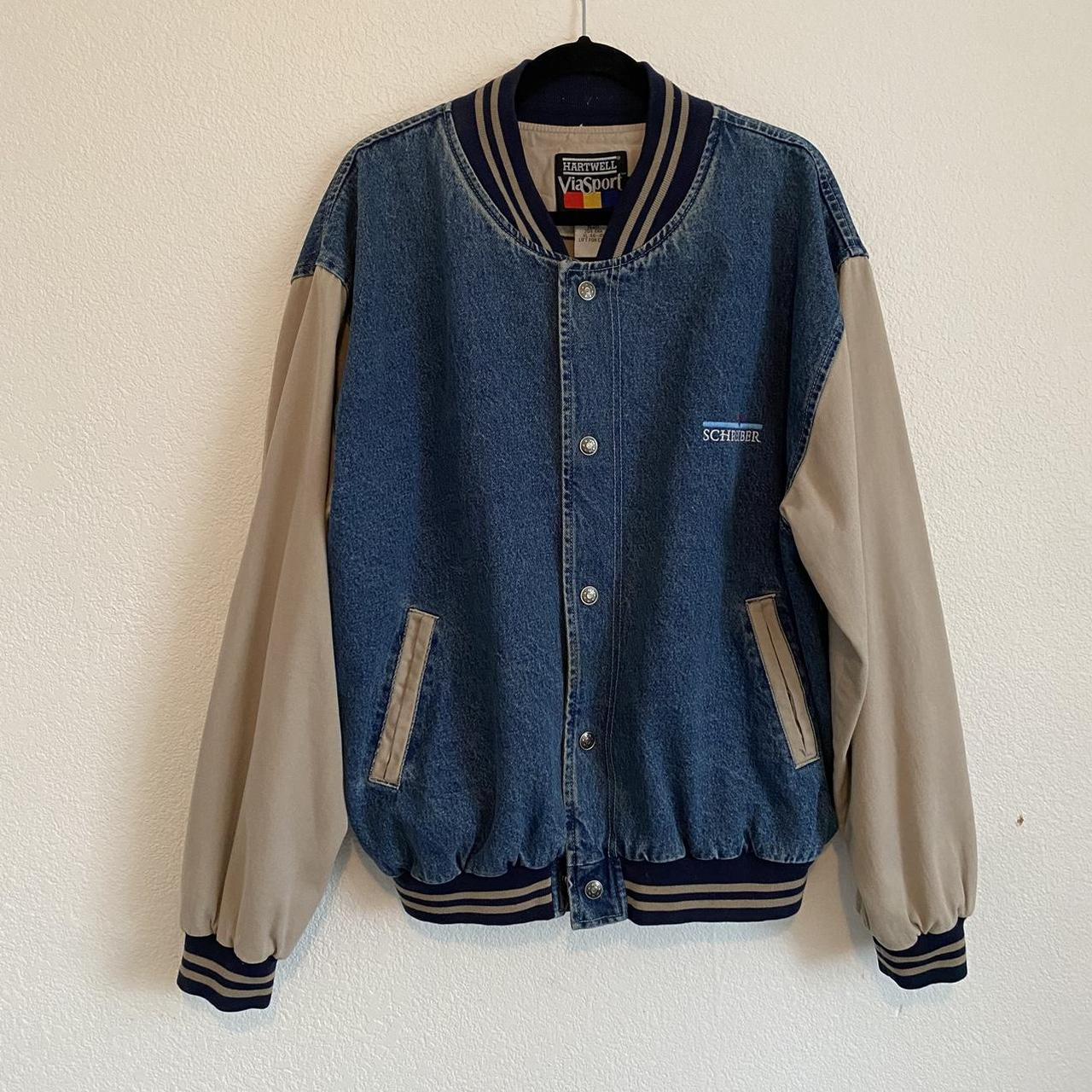 Denim jacket outlet with tan sleeves