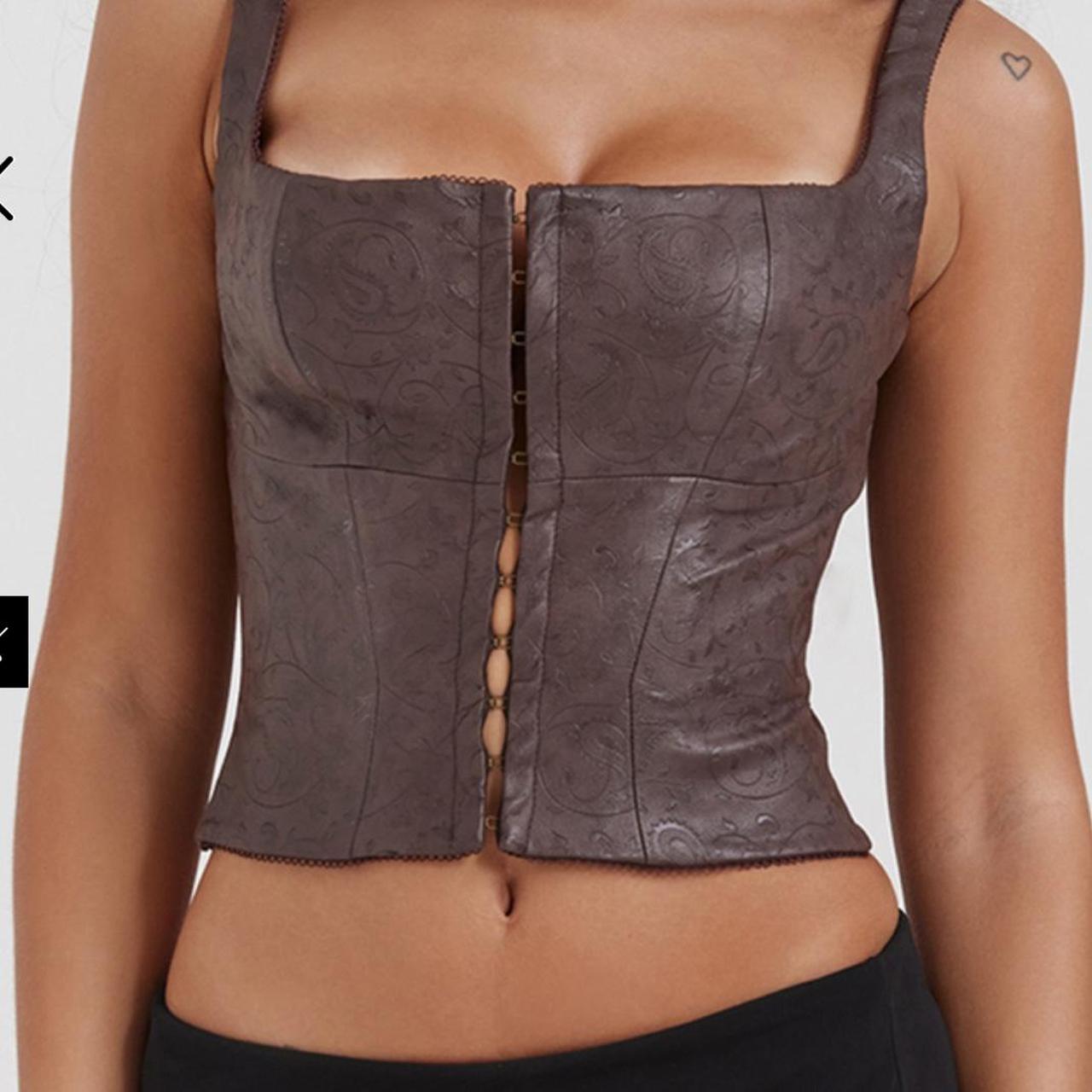 House of CB brown vegan leather pia corset