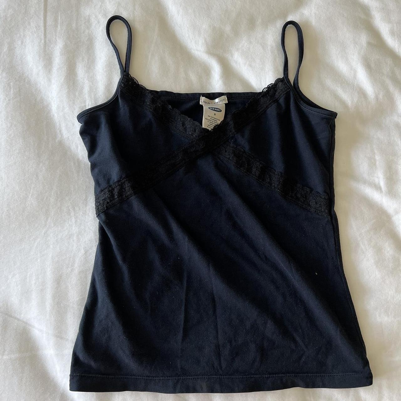 cute navy lace cross cami size xs to small, perf... - Depop