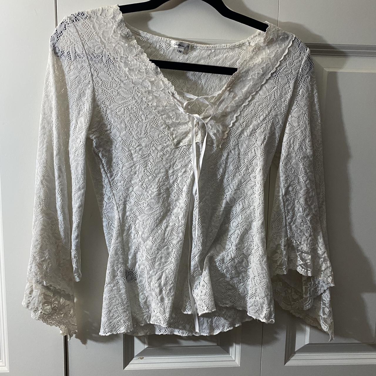 Fairy lace top with flare sleeves - Depop