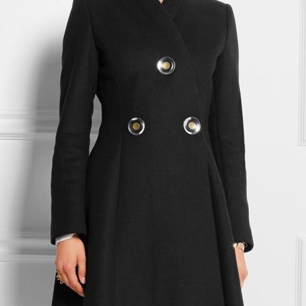 Black Wool Penrose Button Embellished Melton Coat | Depop