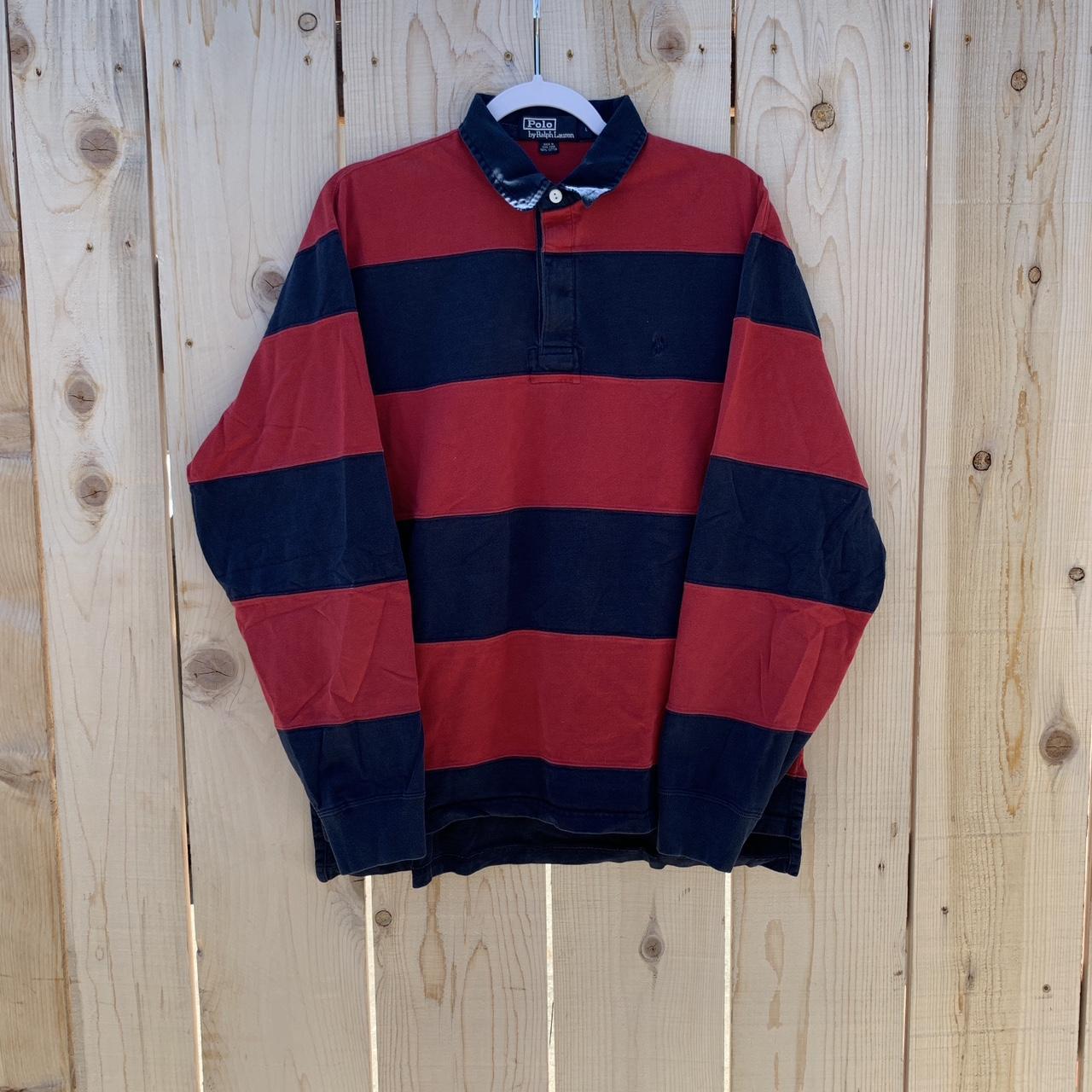 90s Polo Ralph Lauren Rugby Long Sleeve Shirt Size:... - Depop