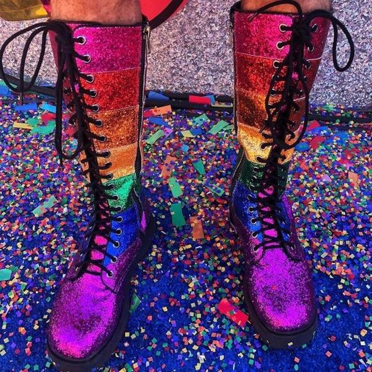 Dolls kill store rainbow boots