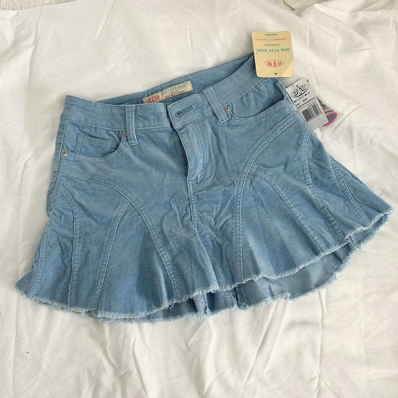 Y2k corduroy blue skirt from One Tuff Babe - WITH... - Depop