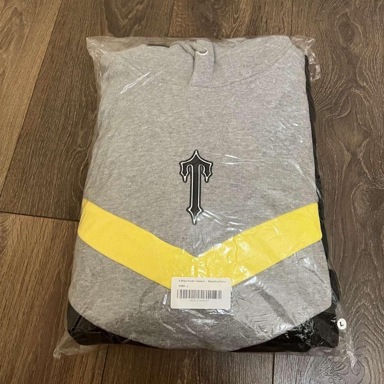 Trapstar V stripe Tracksuit Black and yellow... Depop