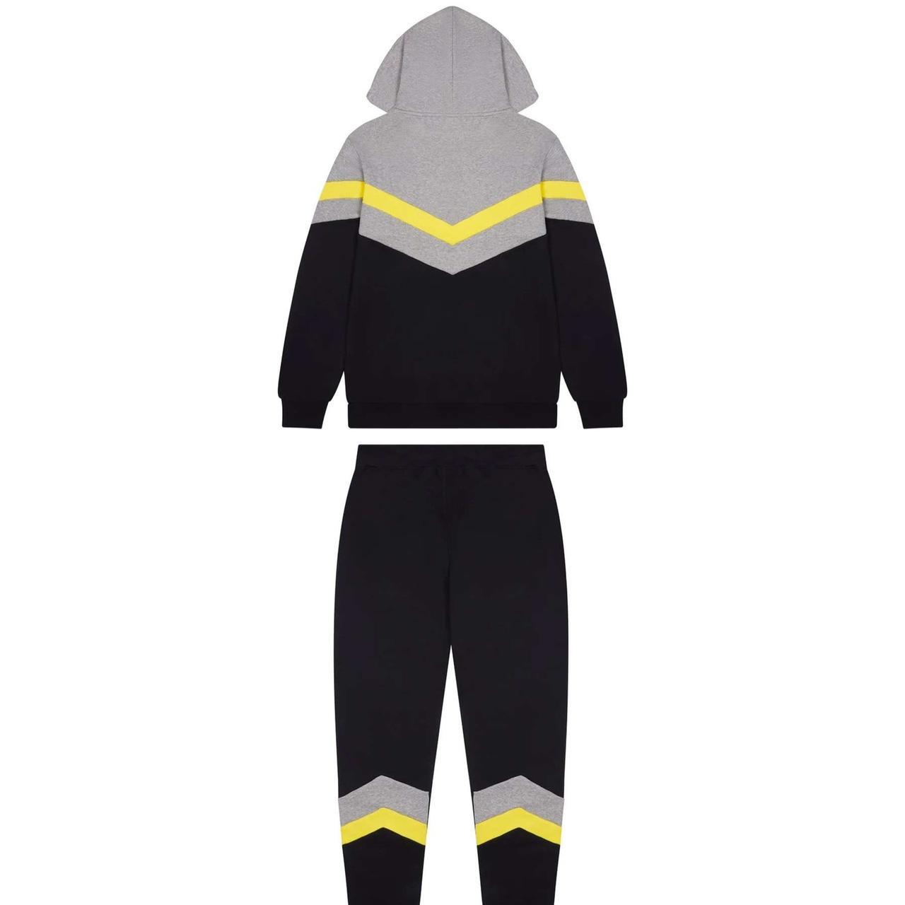 Trapstar V stripe Tracksuit Black and yellow... Depop