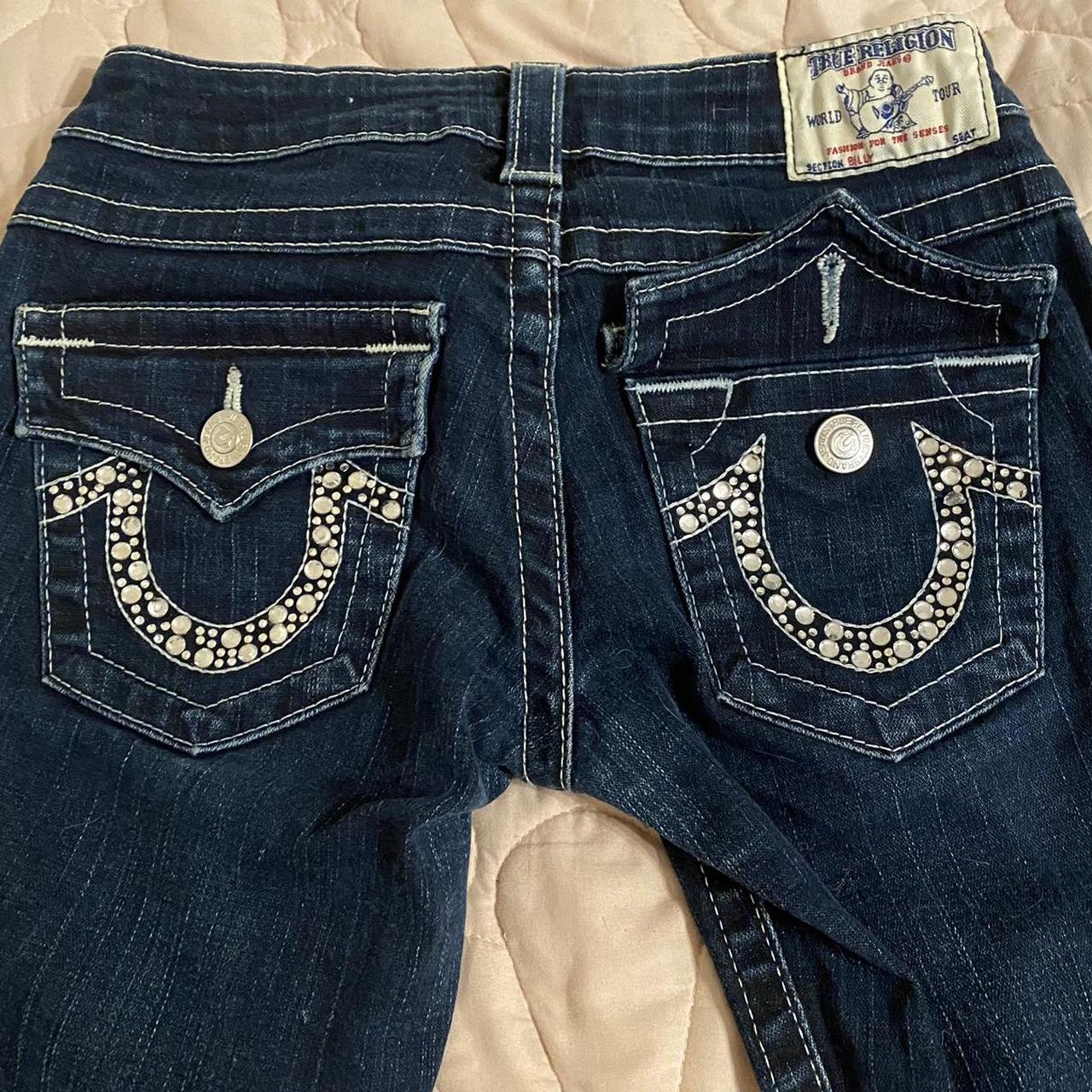 True religion bedazzled straight leg jeans love... - Depop