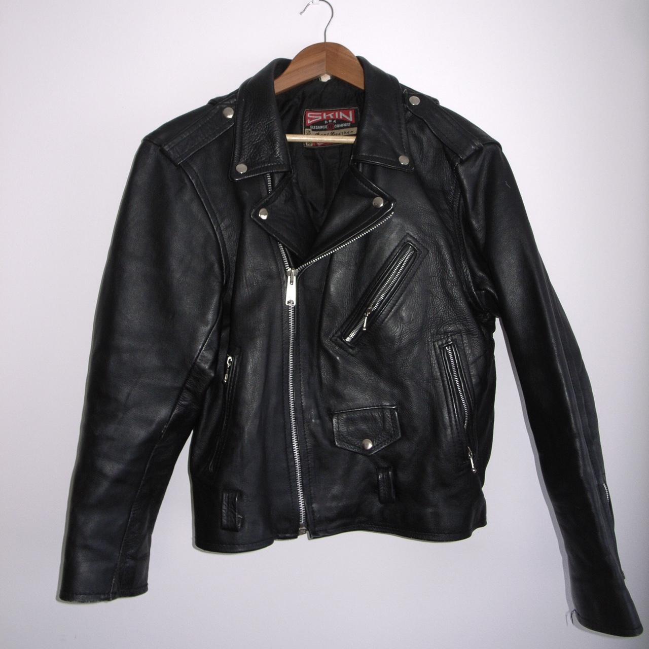 Cowhide bike jacket Made in Germany I believe YKK... - Depop