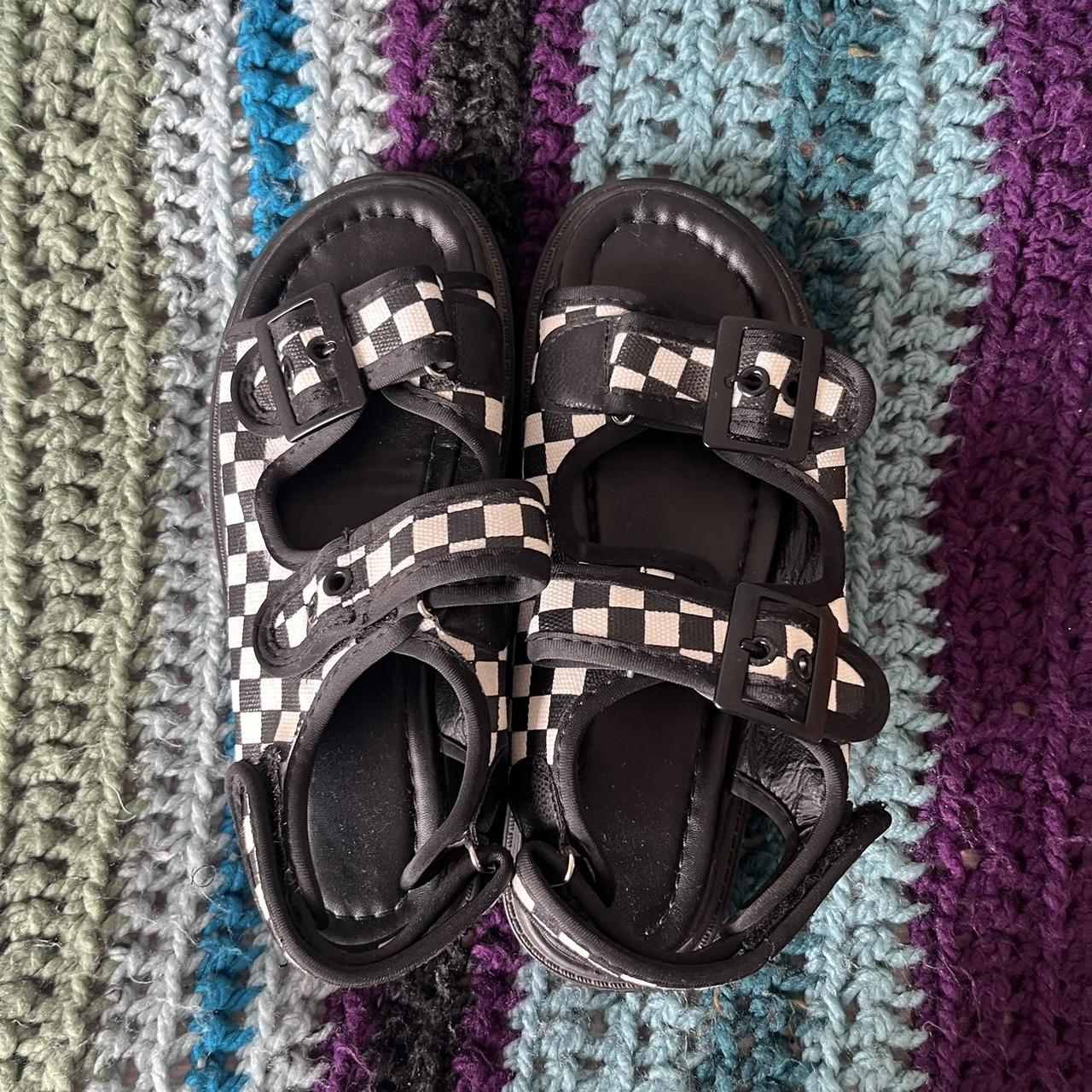 black and white checkered sandals brand unknown . Depop